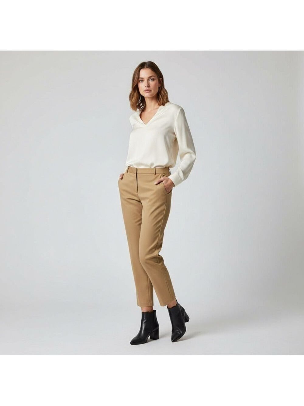 Hudson North Tan tapered cropped Dress Pants with zipper fly size 10